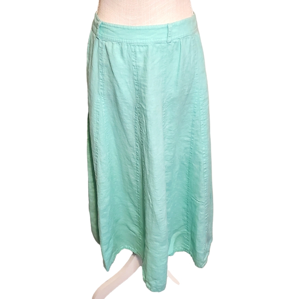 LIZ CLAIBORNE | Women's teal 100% linen skirt. Size 16.